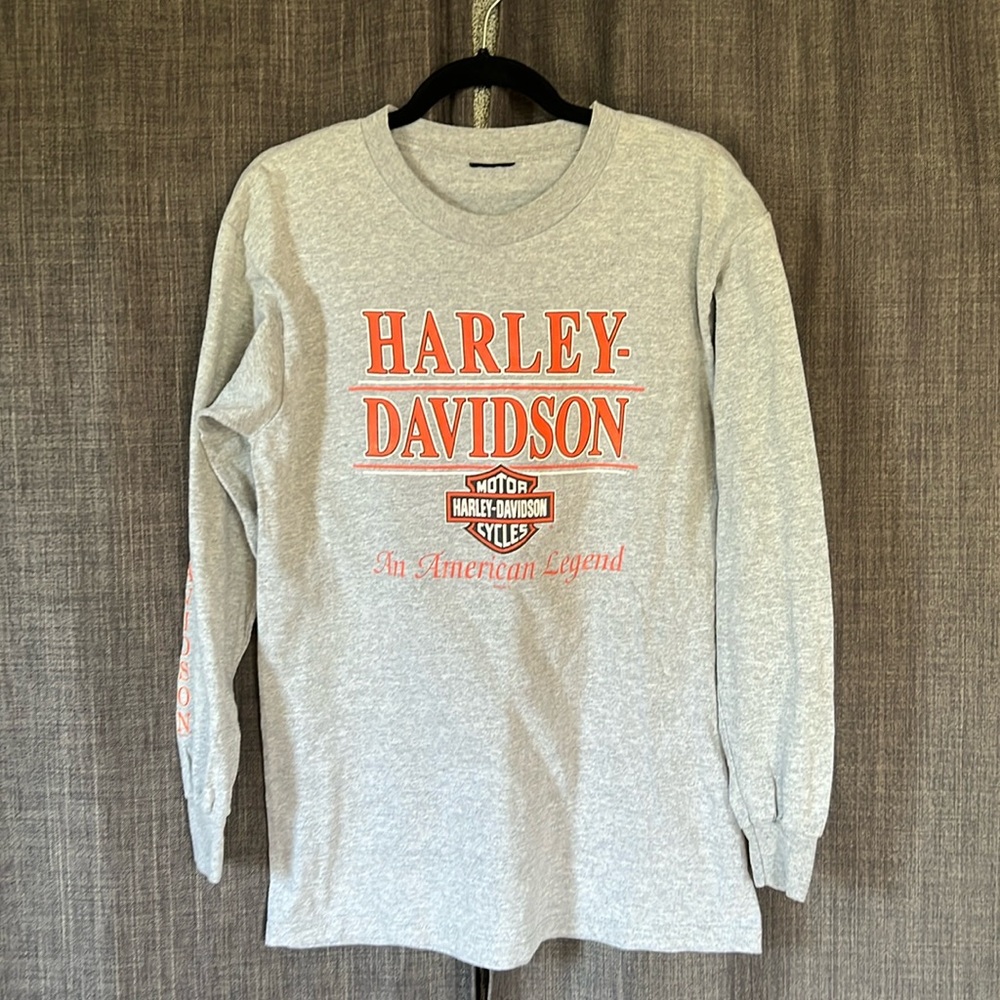 Harley Davidson men’s long sleeve tshirt Boston Massachusetts gray size small